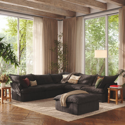 CloudComfort™ Modular Washable Luxe Sofa - 5 Seater Corner Sectional + Ottoman