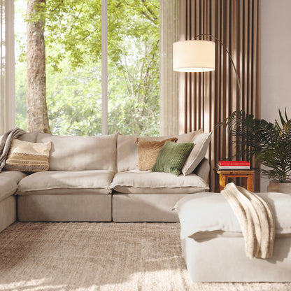 CloudComfort™ Modular Washable Luxe Sofa - 5 Seater Corner Sectional + Ottoman