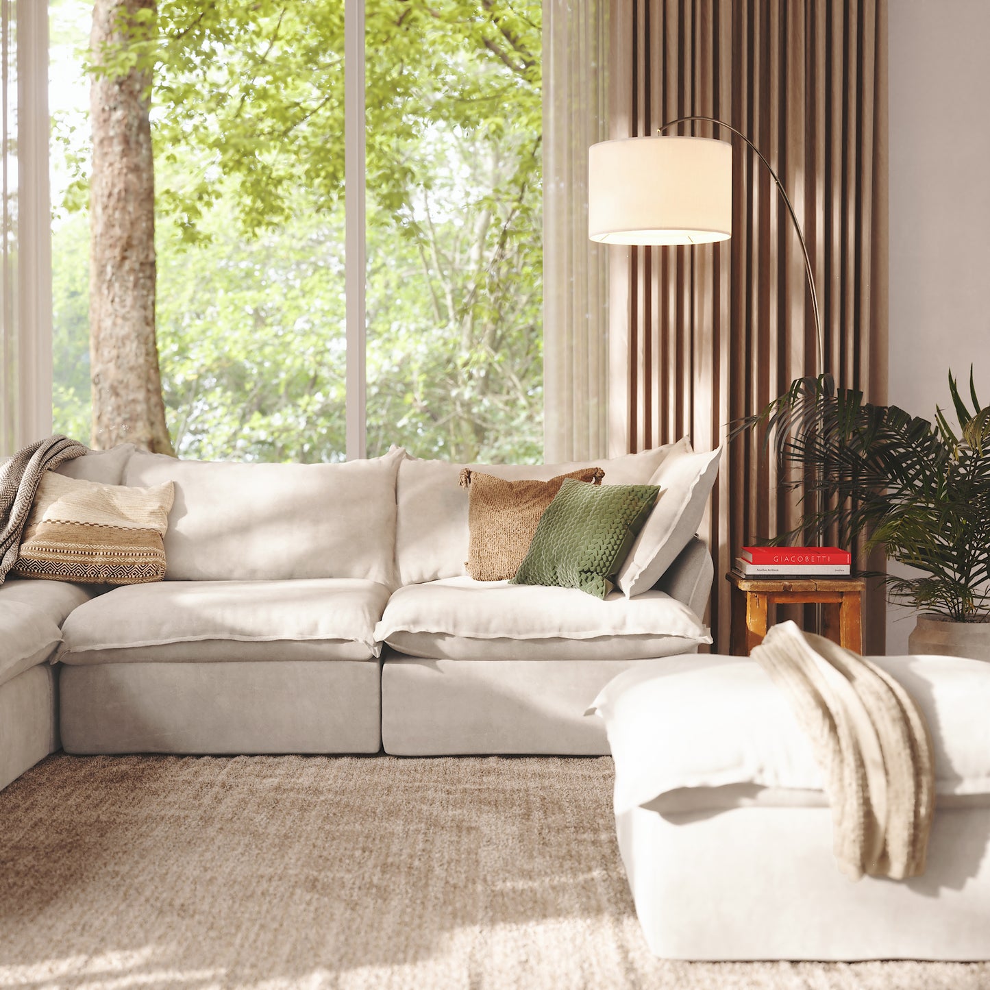 CloudComfort™ Modular Washable Luxe Sofa - 5 Seater Corner Sectional + Ottoman