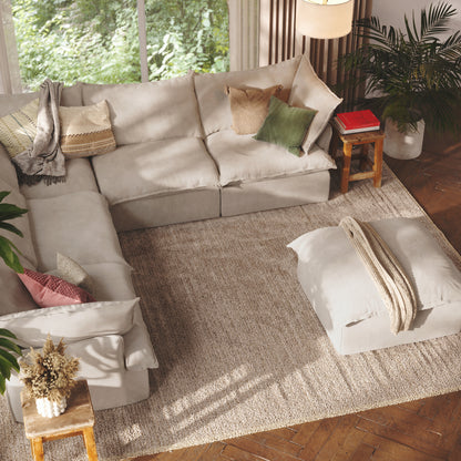 CloudComfort™ Modular Washable Luxe Sofa - 5 Seater Corner Sectional + Ottoman