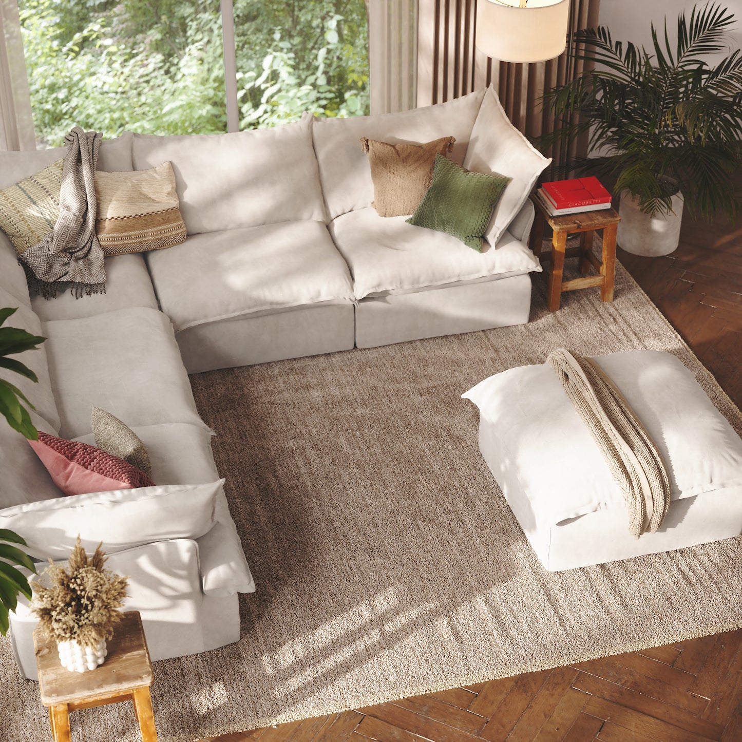 CloudComfort™ Modular Washable Luxe Sofa - 5 Seater Corner Sectional + Ottoman