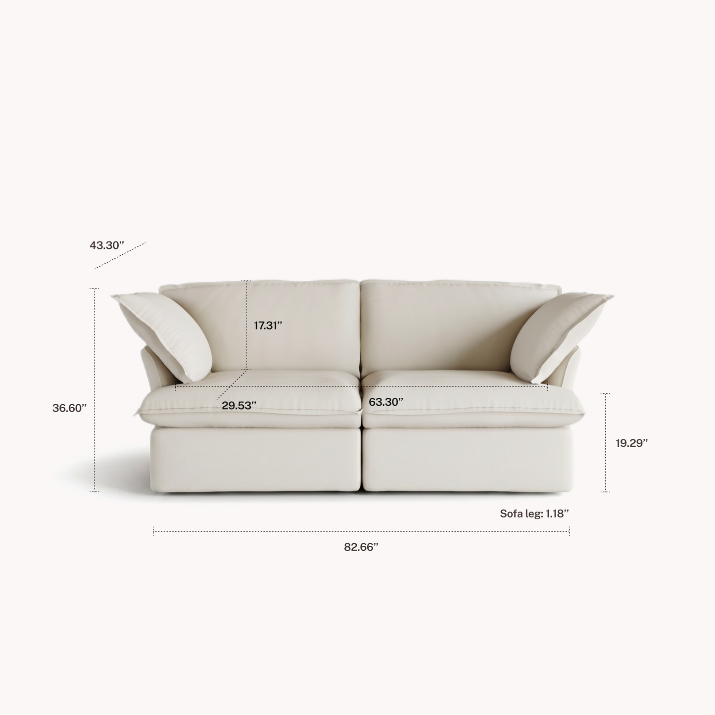 CloudComfort™ Modular Washable Luxe Sofa - 2 Seater Sofa