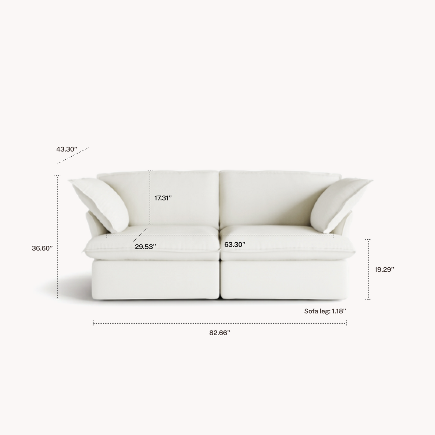 CloudComfort™ Modular Washable Luxe Sofa - 2 Seater Sofa