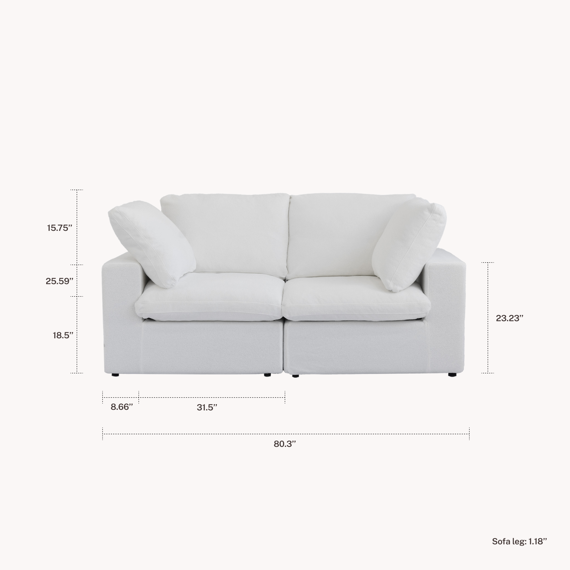CloudComfort™ Modular Washable Classic Sofa - 2 Seater