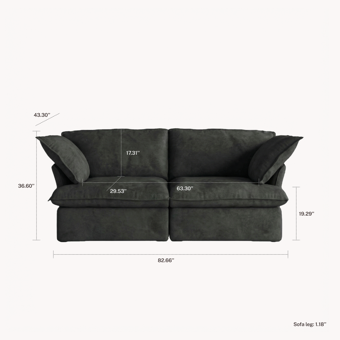 CloudComfort™ Modular Washable Luxe Sofa - 2 Seater Sofa