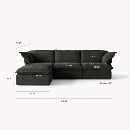 CloudComfort™ Modular Washable Luxe Sofa - 3 Seater Chaise