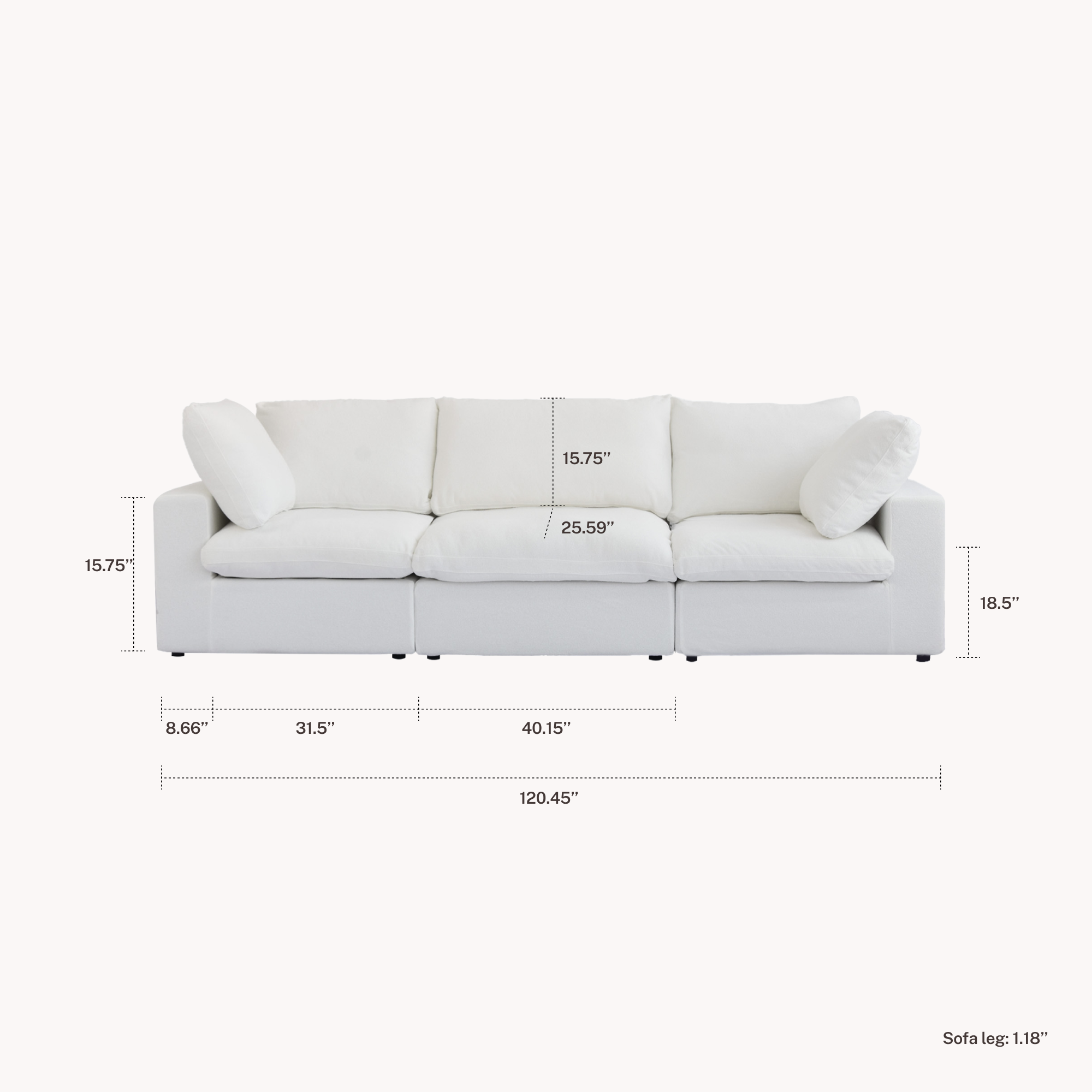 CloudComfort™ Modular Washable Classic Sofa - 3 Seater