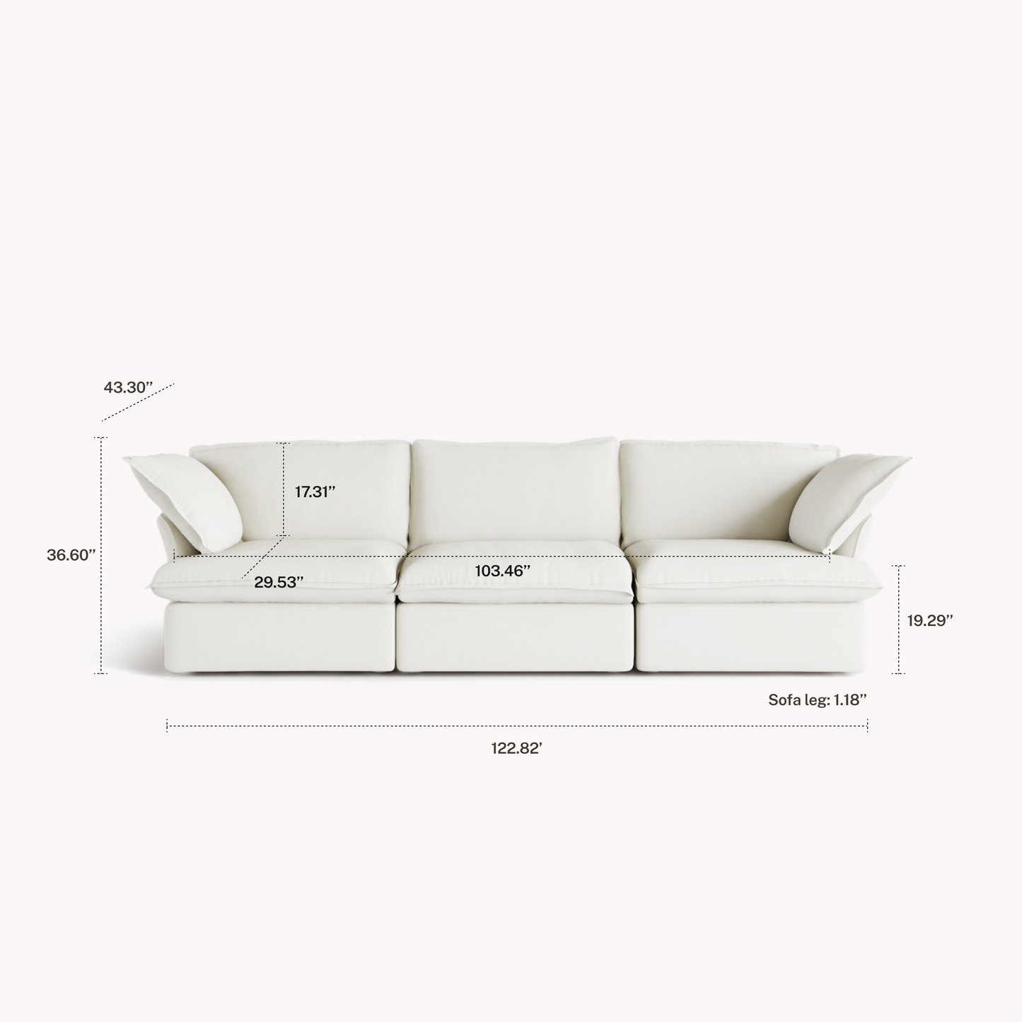 CloudComfort™ Modular Washable Luxe Sofa - 3 Seater Sofa
