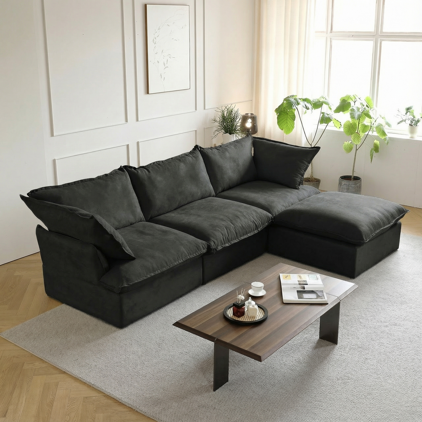 CloudComfort™ Modular Washable Luxe Sofa - 3 Seater Chaise