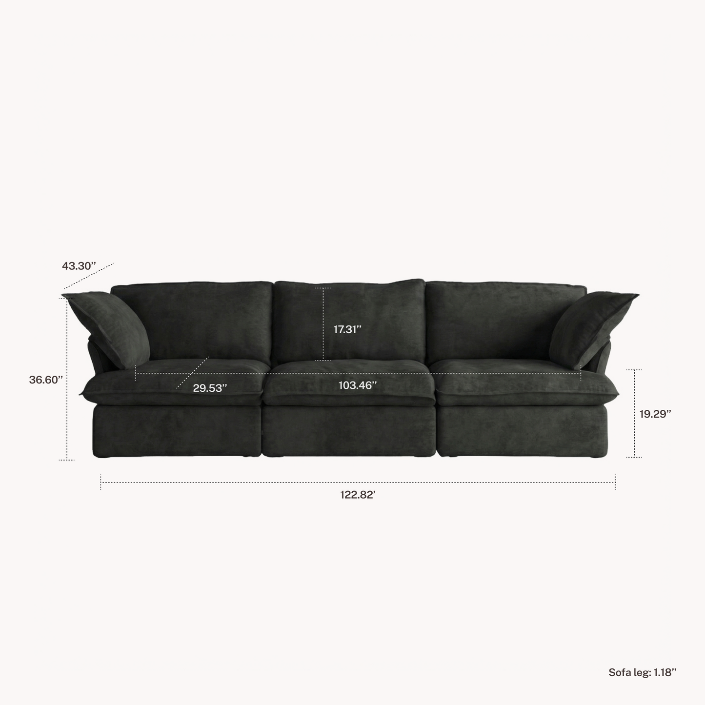 CloudComfort™ Modular Washable Luxe Sofa - 3 Seater Sofa
