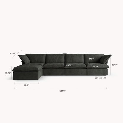 CloudComfort™ Modular Washable Luxe Sofa - 4 Seater Chaise