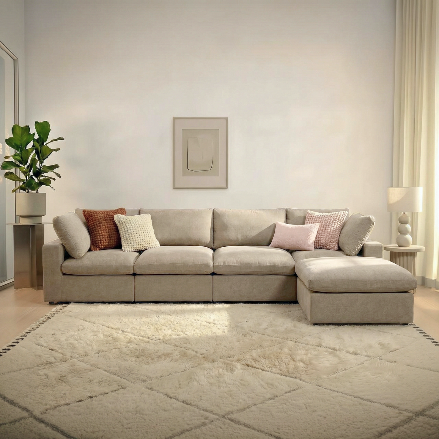 CloudComfort™ Modular Washable Classic Sofa - 4 Seater Chaise