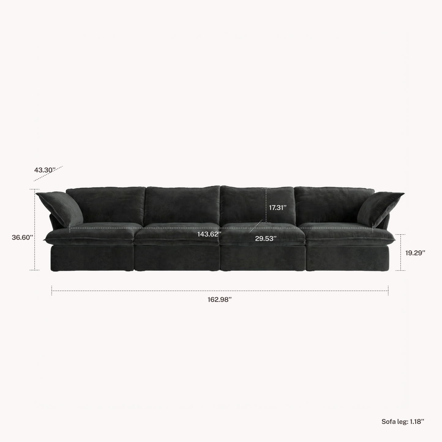 CloudComfort™ Modular Washable Luxe Sofa - Slipcovers Only