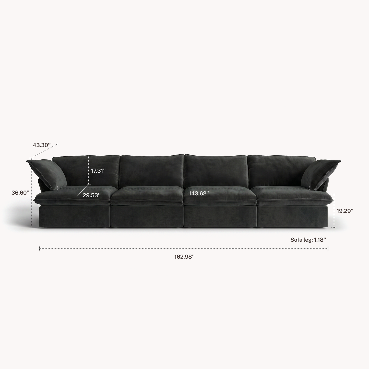 CloudComfort™ Modular Washable Luxe Sofa - 4 Seater