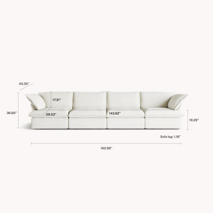 CloudComfort™ Modular Washable Luxe Sofa - 4 Seater