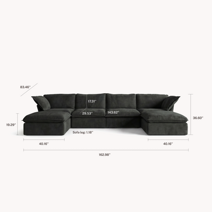 CloudComfort™ Modular Washable Luxe Sofa - 4 Seater U-Sectional