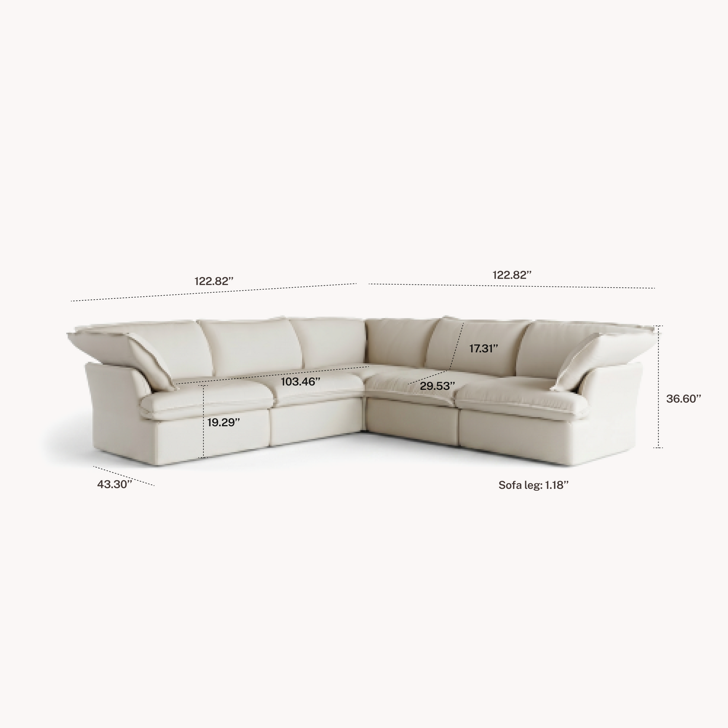 CloudComfort™ Modular Washable Luxe Sofa - 5 Seater Corner Sectional