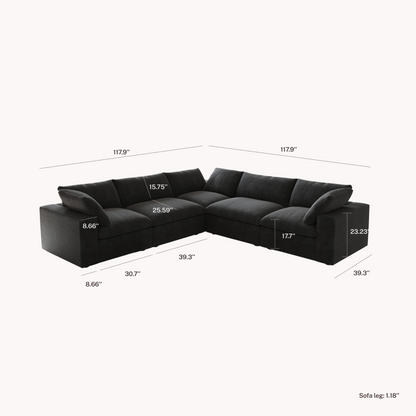 CloudComfort™ Modular Washable Classic Sofa - 5 Seater Corner Sectional