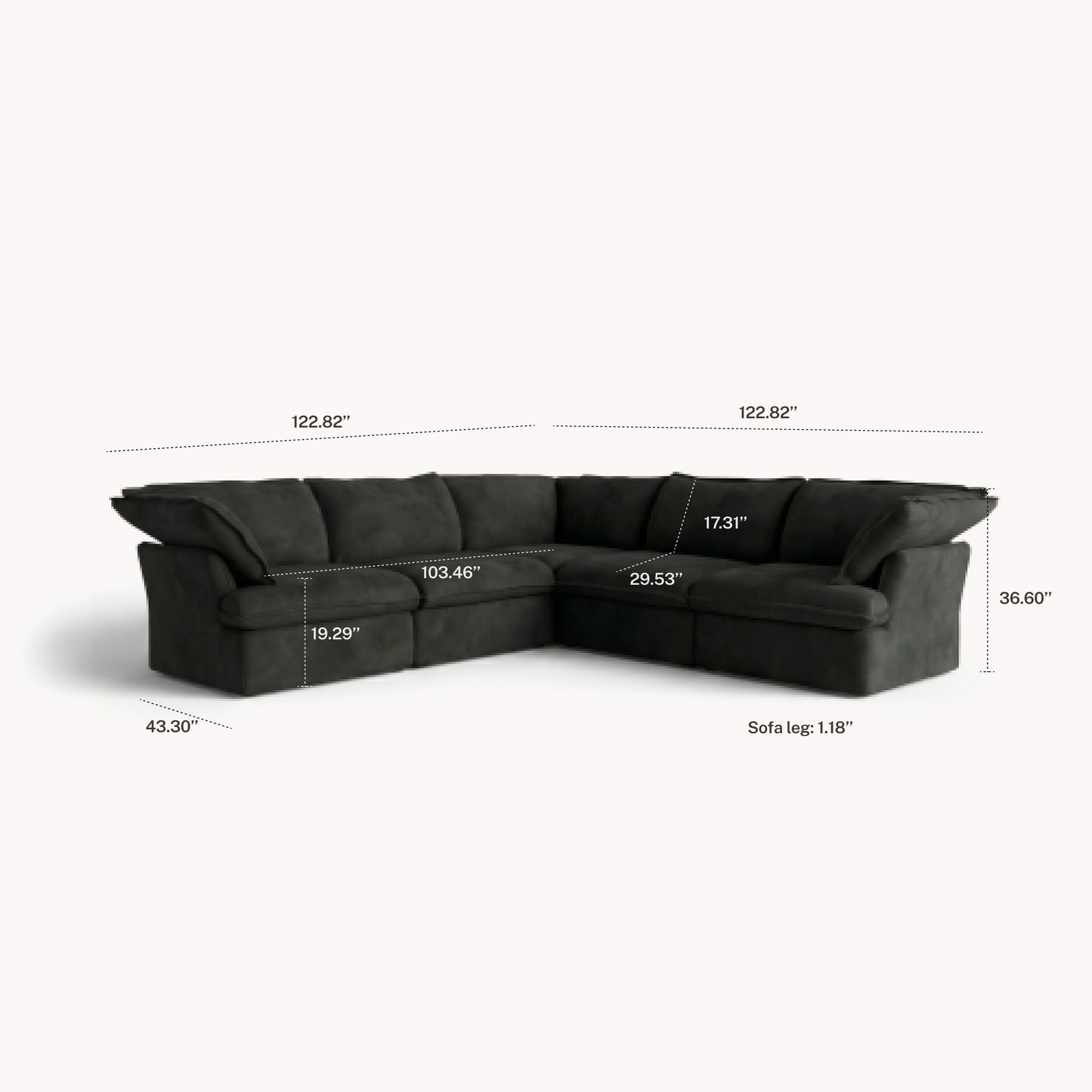 CloudComfort™ Modular Washable Luxe Sofa - 5 Seater Corner Sectional