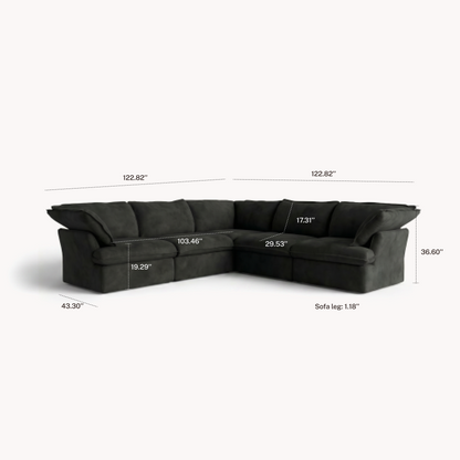 CloudComfort™ Modular Washable Luxe Sofa - 5 Seater Corner Sectional