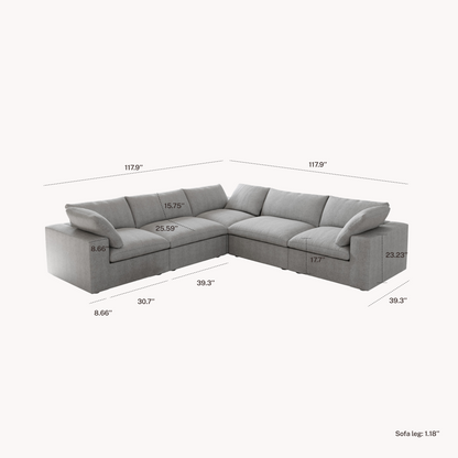 CloudComfort™ Modular Washable Classic Sofa - 5 Seater Corner Sectional