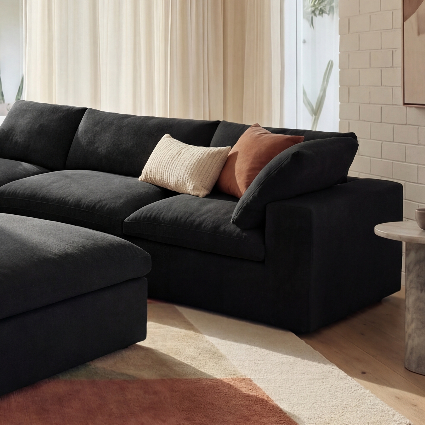 CloudComfort™ Modular Washable Classic Sofa - 5 Seater Corner Sectional + Ottoman
