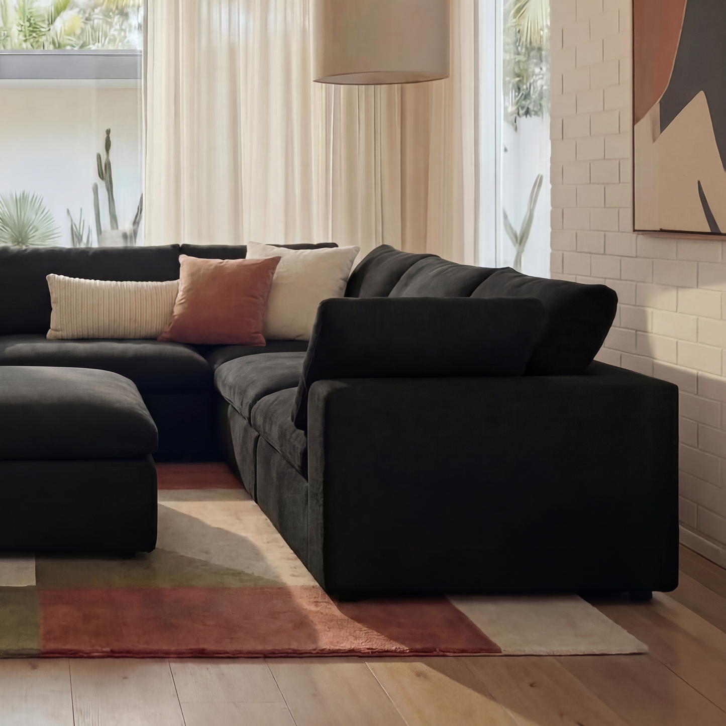 CloudComfort™ Modular Washable Classic Sofa - 5 Seater Corner Sectional + Ottoman