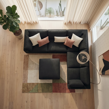 CloudComfort™ Modular Washable Classic Sofa - 5 Seater Corner Sectional + Ottoman