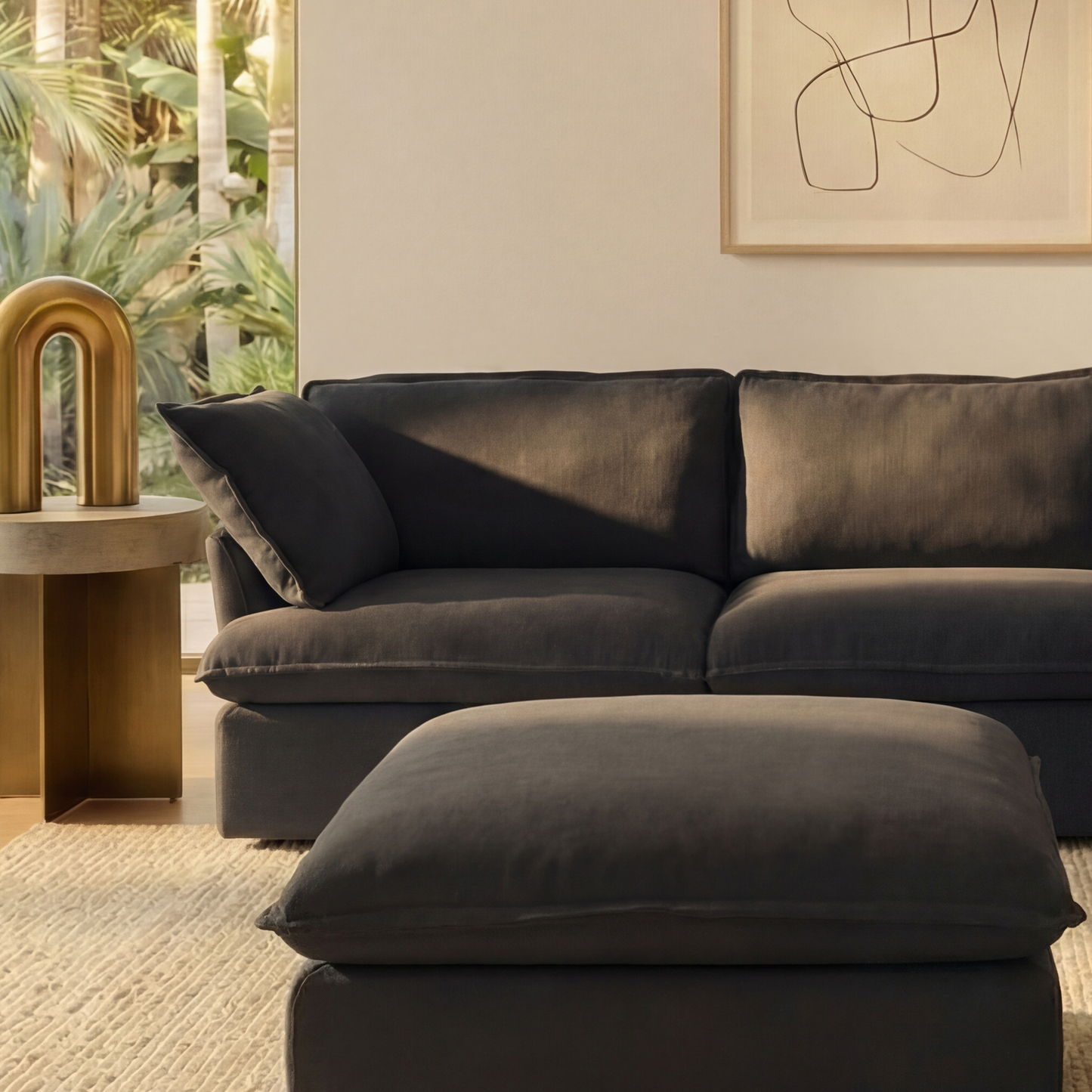 CloudComfort™ Modular Washable Luxe Sofa - 5 Seater Corner Sectional + Ottoman