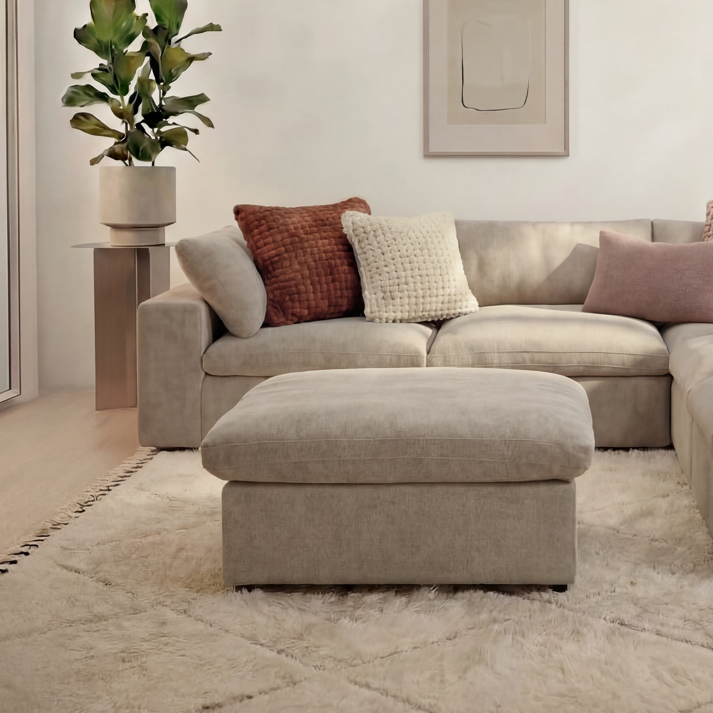 CloudComfort™ Modular Washable Classic Sofa - 5 Seater Corner Sectional + Ottoman