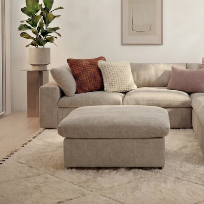 CloudComfort™ Modular Washable Classic Sofa - 5 Seater Corner Sectional + Ottoman