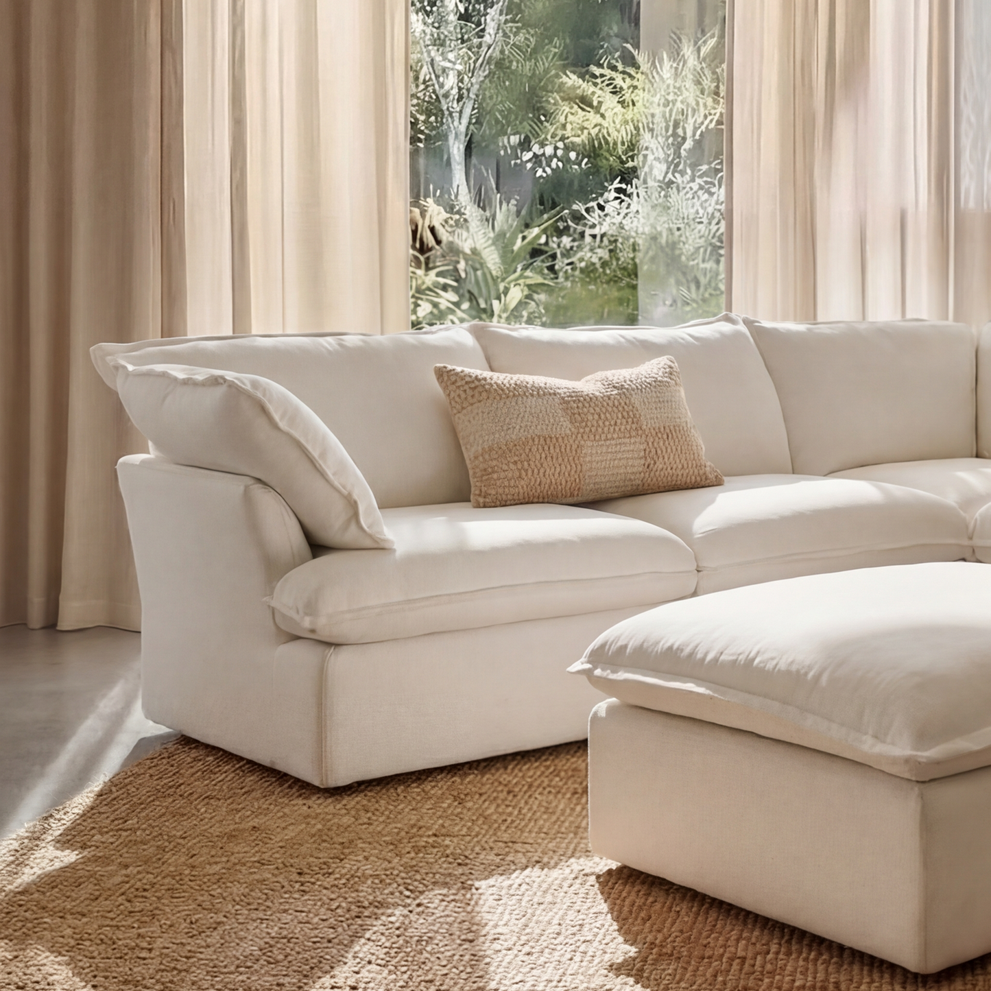 CloudComfort™ Modular Washable Luxe Sofa - 5 Seater Corner Sectional + Ottoman