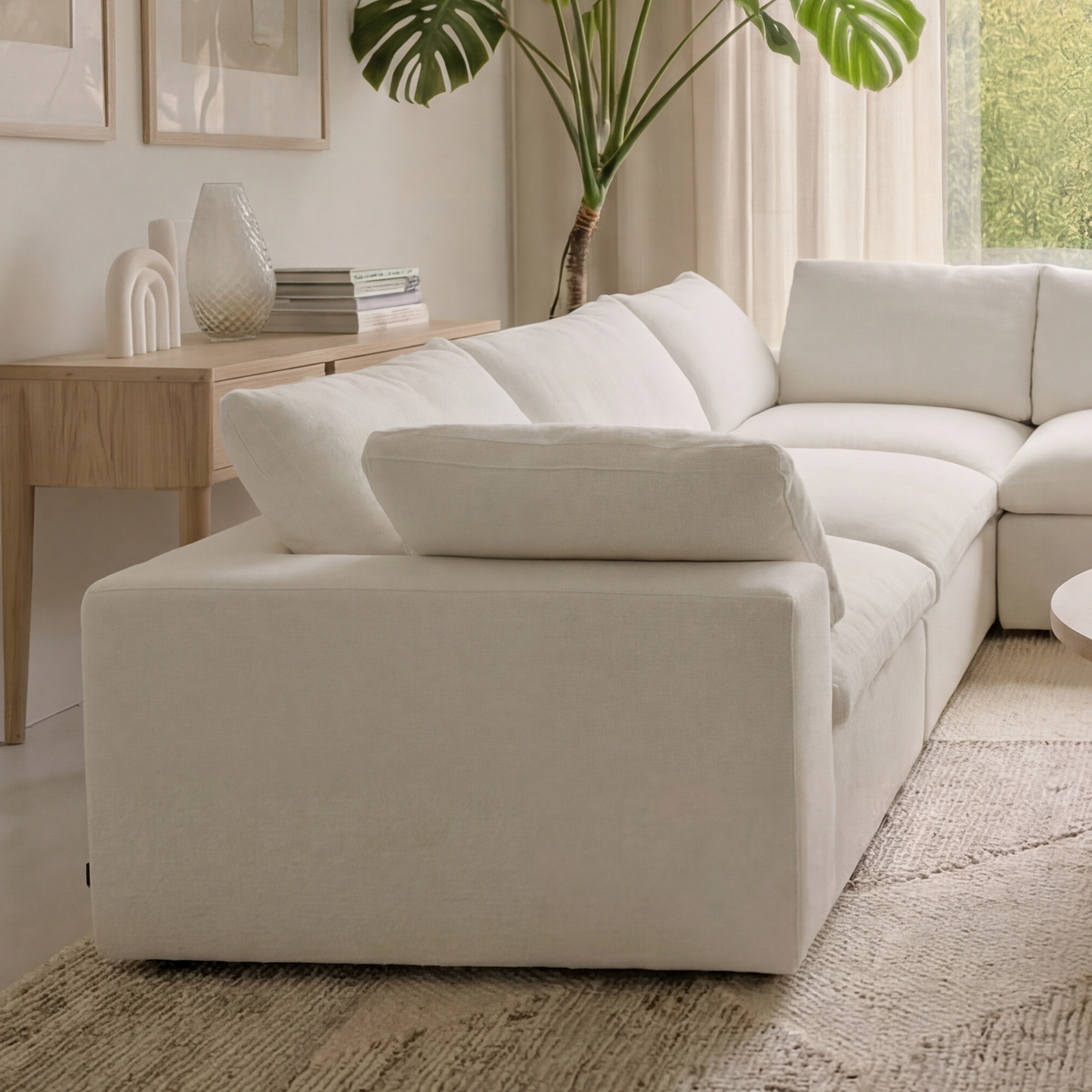 CloudComfort™ Modular Washable Classic Sofa - 5 Seater Corner Sectional + Ottoman