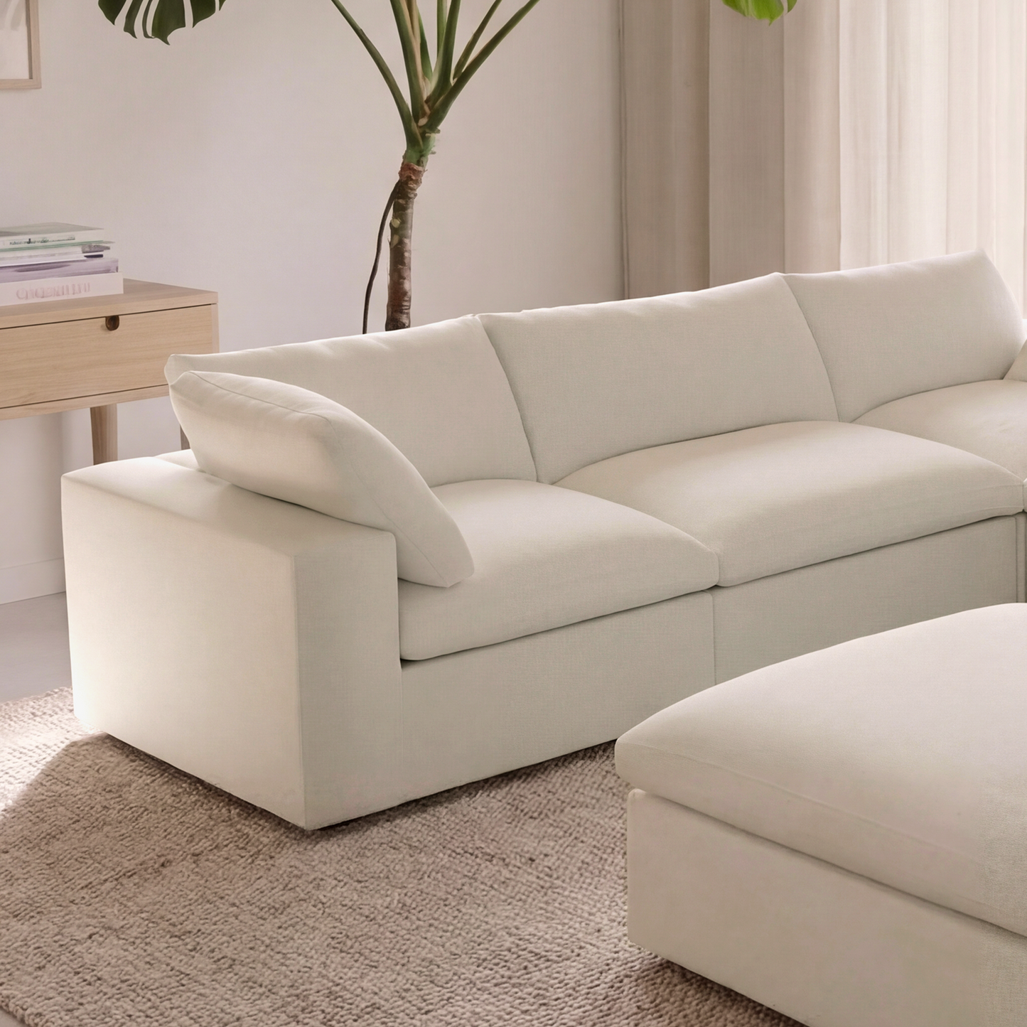 CloudComfort™ Modular Washable Classic Sofa - 5 Seater Corner Sectional + Ottoman