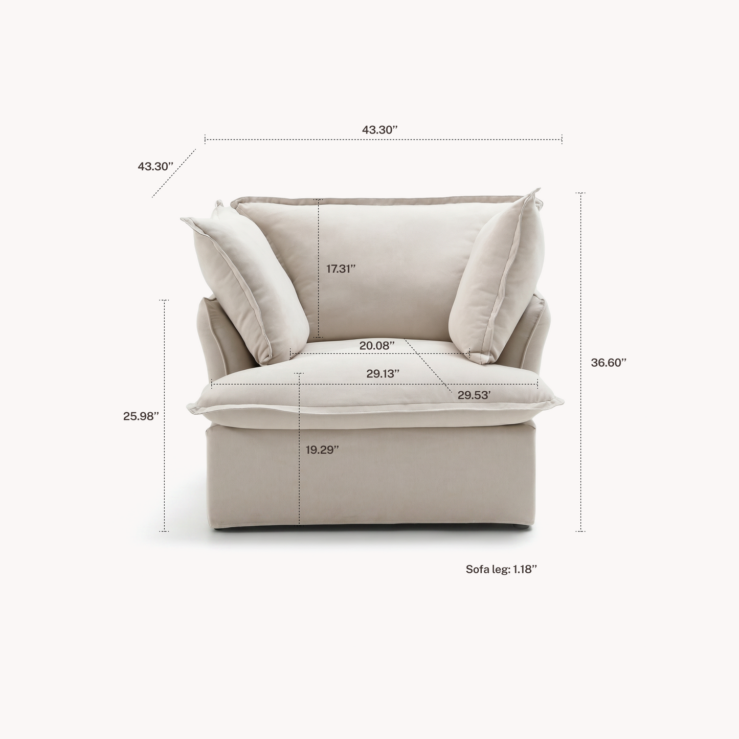 CloudComfort™ Modular Washable Luxe Sofa - Armchair