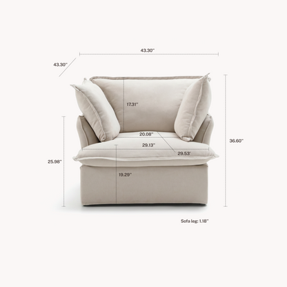 CloudComfort™ Modular Washable Luxe Sofa - Armchair