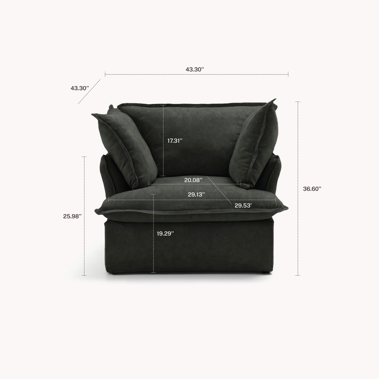 CloudComfort™ Modular Washable Luxe Sofa - Armchair