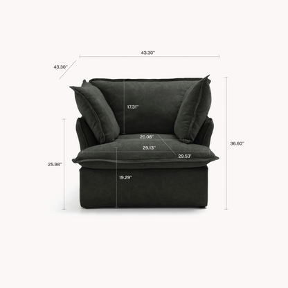 CloudComfort™ Modular Washable Luxe Sofa - Armchair