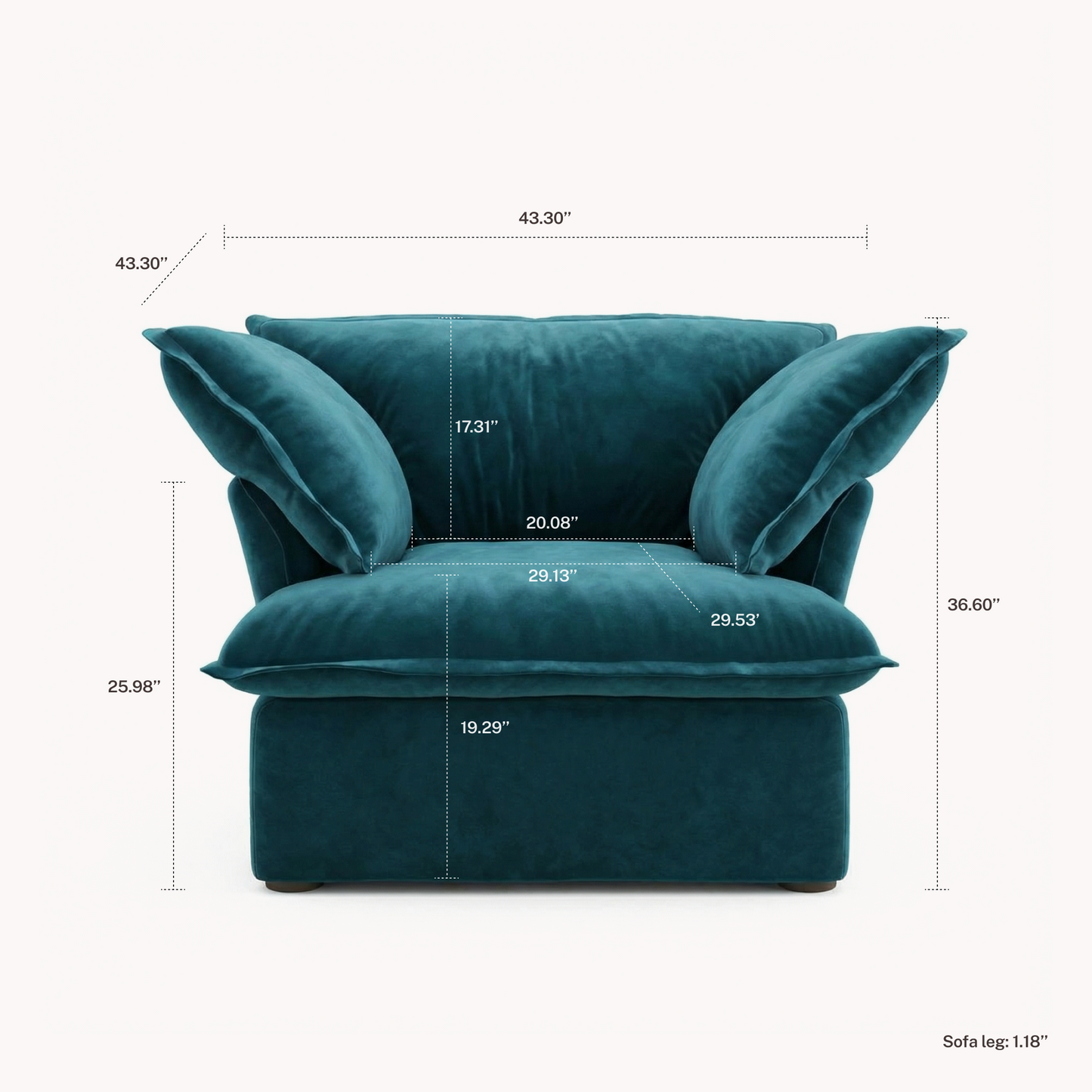 CloudComfort™ Modular Washable Luxe Sofa - Armchair