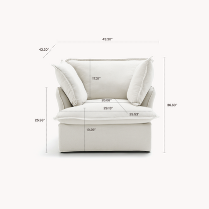 CloudComfort™ Modular Washable Luxe Sofa - Armchair