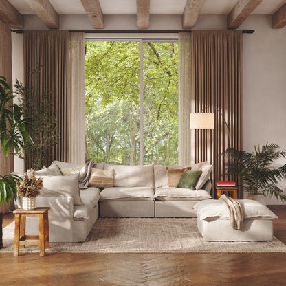 CloudComfort™ Modular Washable Luxe Sofa - 5 Seater Corner Sectional + Ottoman