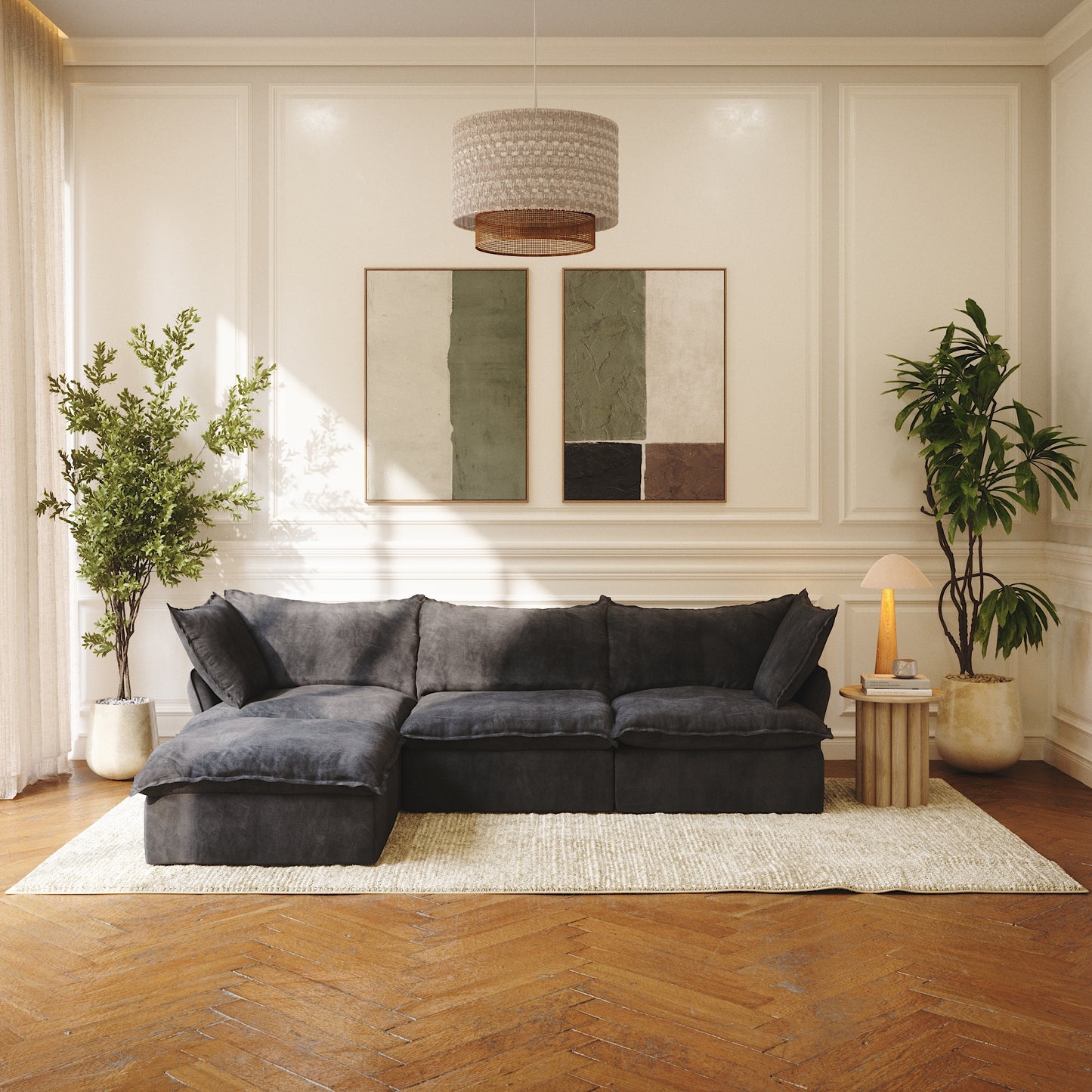 CloudComfort™ Modular Washable Luxe Sofa - 3 Seater Chaise