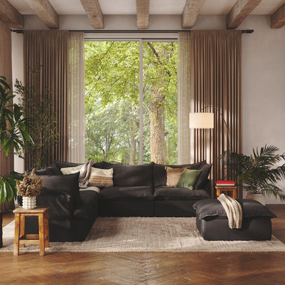 CloudComfort™ Modular Washable Luxe Sofa - 5 Seater Corner Sectional + Ottoman