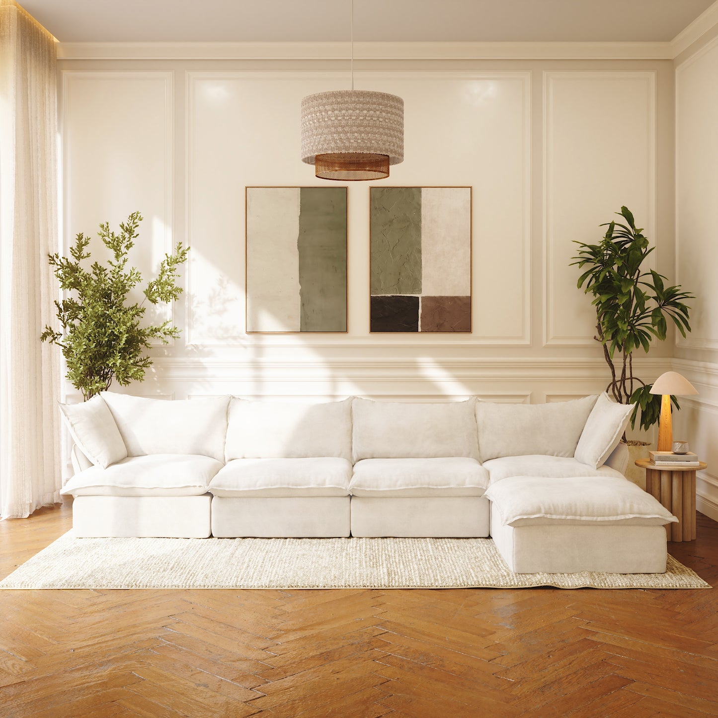 CloudComfort™ Modular Washable Luxe Sofa - 4 Seater Chaise