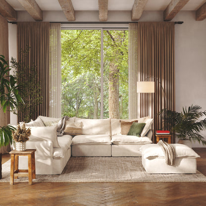 CloudComfort™ Modular Washable Luxe Sofa - 5 Seater Corner Sectional + Ottoman