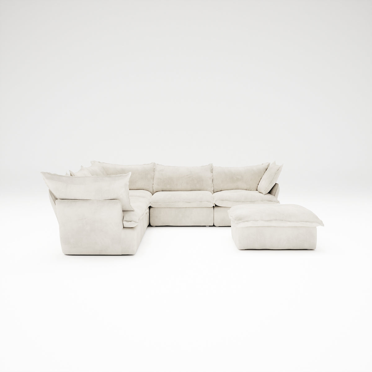 CloudComfort™ Modular Washable Luxe Sofa - 5 Seater Corner Sectional + Ottoman