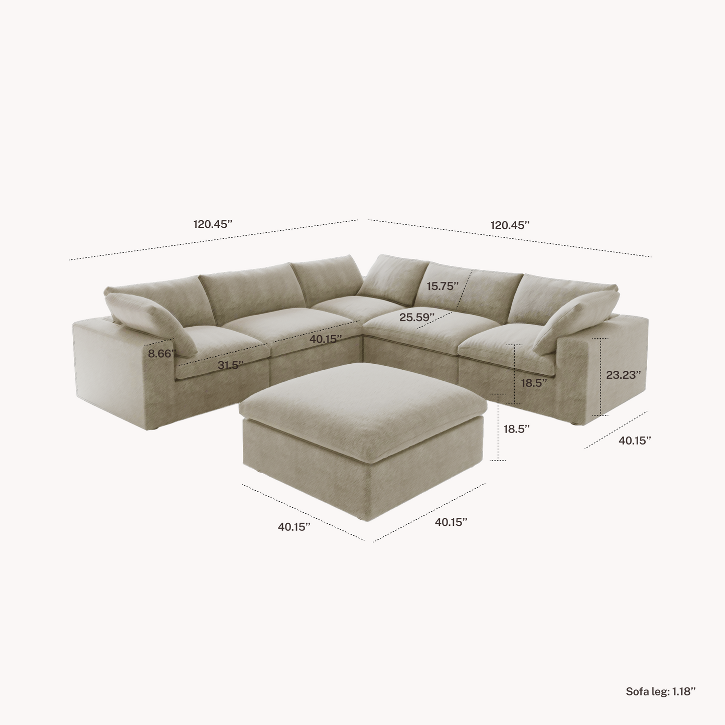 CloudComfort™ Modular Washable Classic Sofa