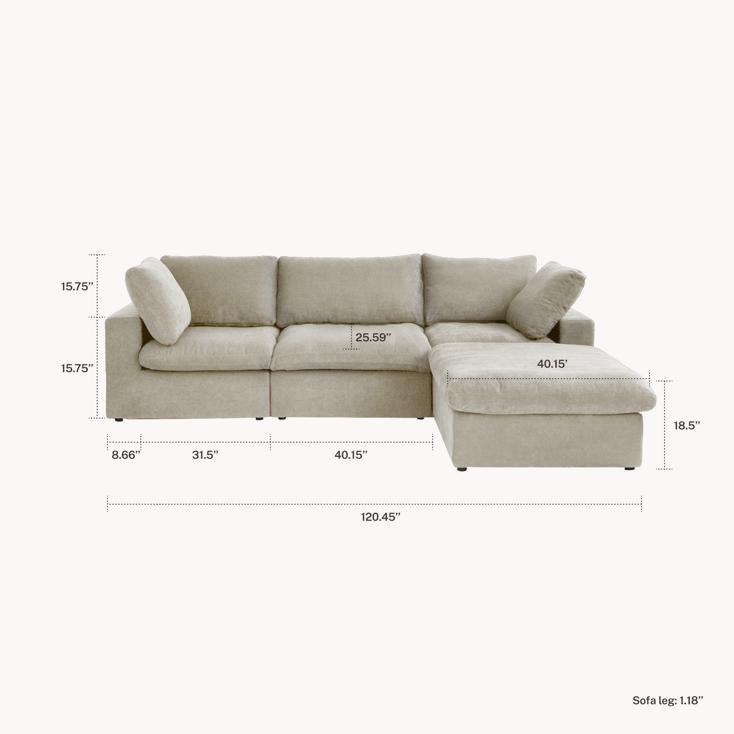 CloudComfort™ Modular Washable Classic Sofa