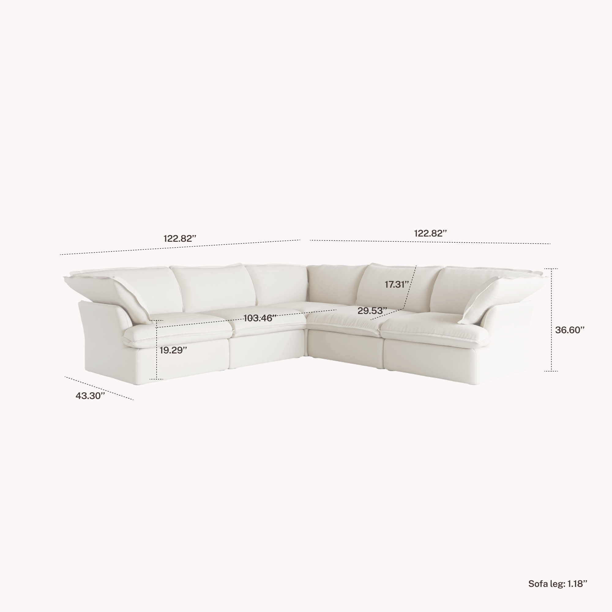 CloudComfort™ Modular Washable Luxe Sofa - 5 Seater Corner Sectional