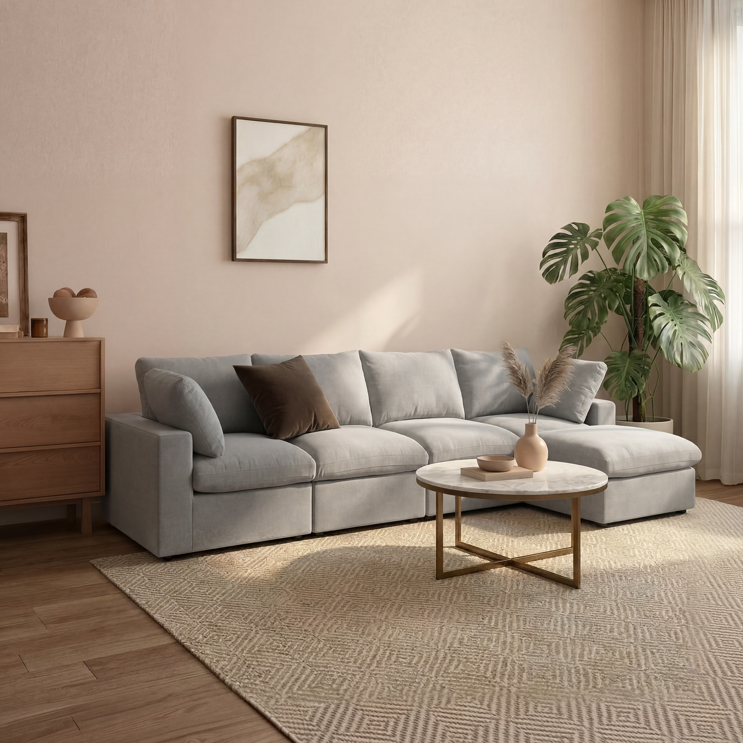 CloudComfort™ Modular Washable Classic Sofa - 4 Seater Chaise